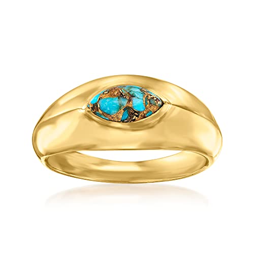 Ross-Simons Turquoise Ring In 18Kt Gold Over Sterling. Size 7 #TOP22