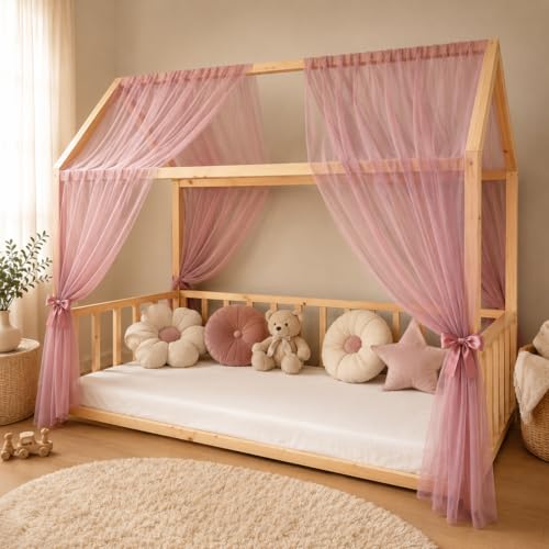 Dosel Para Cama De Casa Infantil, Universal, Tul Premium, Ambos Lados, Dosel, Cortina De Cama Rosa Viejo, 340 Cm
