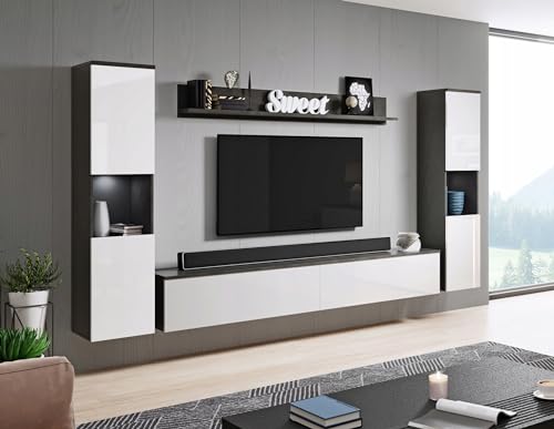 Muebles Slavic Wohnzimmermöbel-Set, RTV-Möbel-Set Paris, 4 Elemente, Moderne Wohnzimmermöbel, TV-Ständer, Wohnzimmermöbel