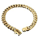 Peosaard Collare per Cani a Catena d'oro, Collare per Cani in Metallo, Catena d'oro con Chiusura sicura, Collari Stile cubani Larghi 19 mm per di Taglia, 24 Pollici, Collari