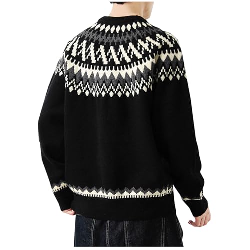 Mens Patterned Sweater Crew Neck Knitted Sweater Long Sleeve Pullover Sweaters Loose Fit Pullover Fashion Tops2