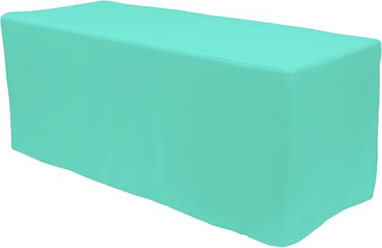 Simply Elegant 6ft Rectangle Premium Fitted Tablecloth - Polyester Tablecloth for Birthdays, Receptions, Weddings, Finished Hems, Machine Washable | Home Decor Accessory Aqua