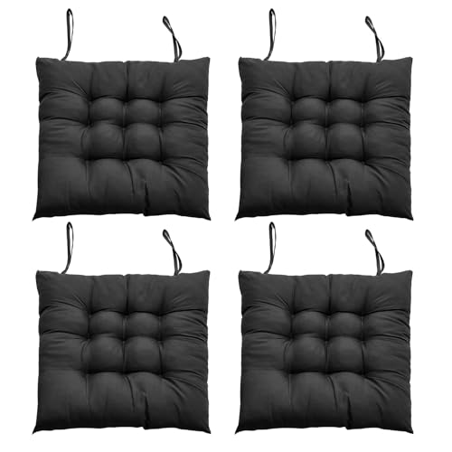 DKIEI Dining Chair Cushions Set of 4, 40 x 40cm, Black