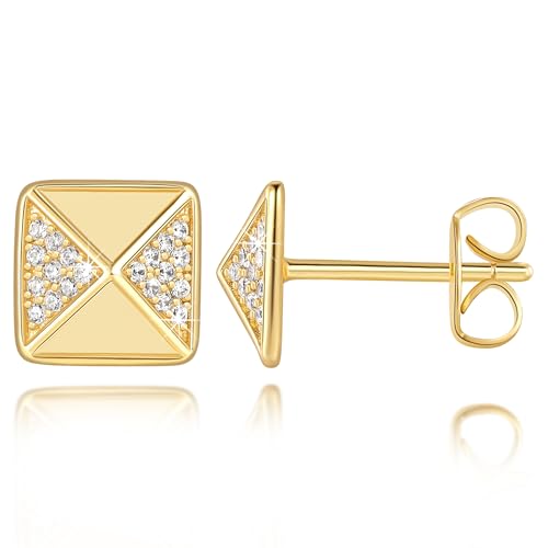 Eloqueen Gold Stud Earrings for Women 14K Gold Earrings for