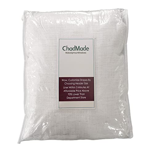 Chadmade 50" W X 84" L Polyester Linen Drape With Blackout Lining Pinch Pleat Curtain For Sliding Door Patio Door Living Room Bedroom, (1 Panel) Beige White Liz Collection #TOP6