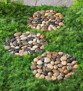 Wind & Weather Exclusive River Rock Stepping Stones, Perfect for Garden Paths & Walkways, Natural Outdoor Decorative Stones, Durable Set of 3 - Thumbnail 2