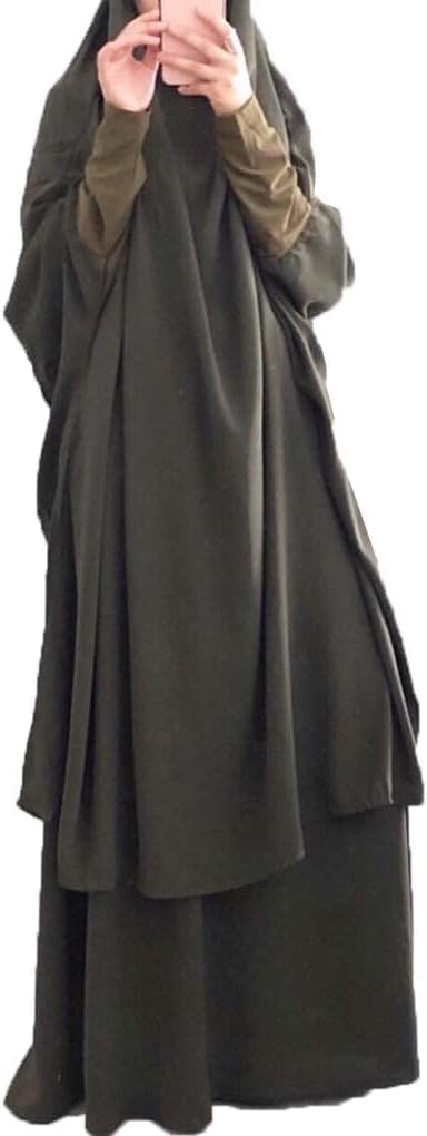 Muslim Two-Piece Prayer Dress for Women Abaya Dress Islamic Middle East Dubai Maxi Abaya Kaftan with Full Length Hijab Dress