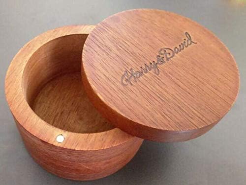 HONGJIAN Acacia Wood Salt Cellar 2pcs Salt Keeper with Swiveling Lid Salt and Pepper Spice Box Size: 3.5DIA x 2.5H inch