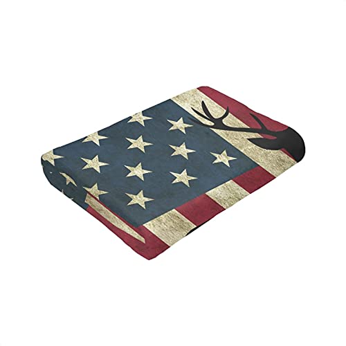 Deer American Flag Us Flag Throw Blankets Ultra Soft Flannel Blanket Warm Cozy Couch Sofa Bed Decor For All Seasons #TOP5