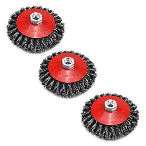 Utoolmart カップワイヤブラシ ワイヤーブラシ ディスクグラインダー用 剛腕カップブラシ 外径125mm 冷延板 最高速度12500RPM 3個入り ステンレススチール鋼線 強力研磨 ワイヤーカップブラシ 研磨鋼 研削ホイール 錆除去グラインダーアクセサリー