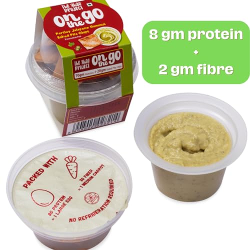 Image of The Khao Project On The Go Hummus Snack Pack| Parsley Jalapeno Hummus and Baked Pita Chips Combo (180 gms)| healthy snacks for kids|Travel Friendly| Protein Rich|Preservative Free|Vegan|Tasty Snack