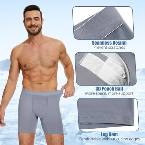NOVAYARD Mens Ice Silk Underwear Seamless Boxer Briefs with Pouch Breathable Cool Boxers 3 Pack4