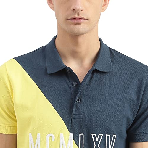 Image of United Colors of Benetton Embroidered Half-and-Half Polo T-Shirt (Size: S)-23P3089J3420I901