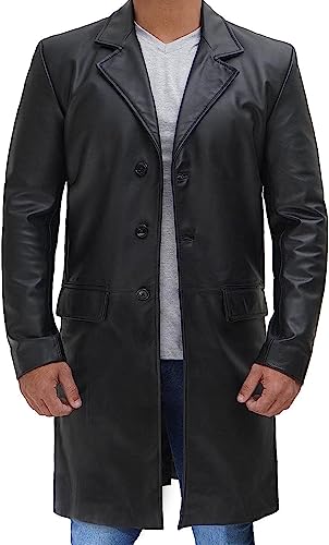 Decrum Mens Black Leather Coats & Jackets for Men | [1501897] Walking, 3XL
