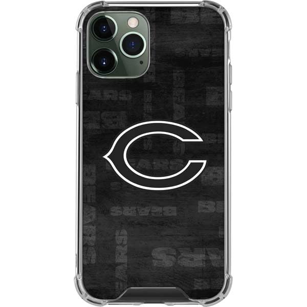 Skinit Clear Phone Case Compatible with iPhone 11 Pro Max - Officially Licensed NFL Chicago Bears Black & White Design
