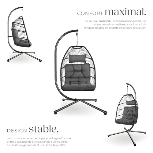 Fauteuil œuf suspendu pliable 160 kg polyrotin TecTake GmbH