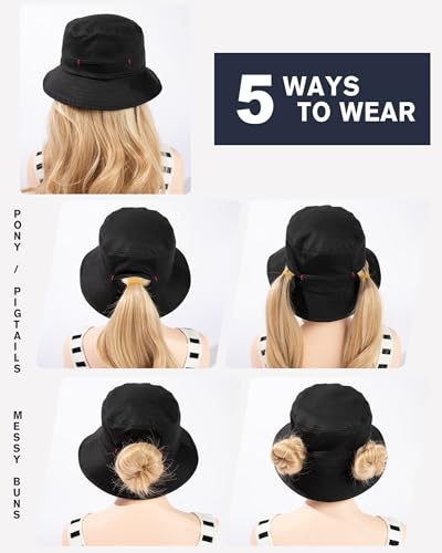 Image of TOP-EX Ponytail S M L XL UPF50+ Sun UV Protection Packable Bucket Hats for Women Hiking Fishing