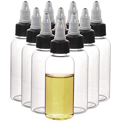HUIZHU 10Pcs 2oz/60ml Plastic Dispensing Bottles with Twist Top Cap Boston Round LDPE Bottles,Twist Top Squeeze Bottles for Crafts,Kitchen,Household(60ml)
