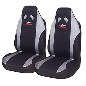 AUTOYOUTH Auto Car Front Seat Covers Bucket Seat Cover Automotive Semi-Custom Fit Sit Cover for Car Seat Accessories (Black & Gray, 2 Fronts-High Bucket)