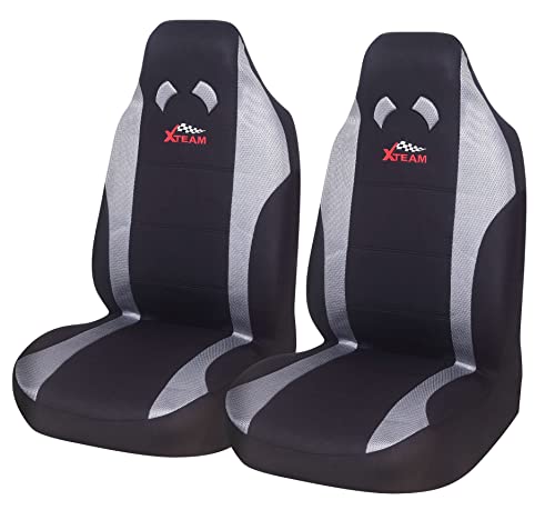 AUTOYOUTH Auto Car Front Seat Covers Bucket Seat Cover Automotive Semi-Custom Fit Sit Cover for Car Seat Accessories (Black & Gray, 2 Fronts-High Bucket)