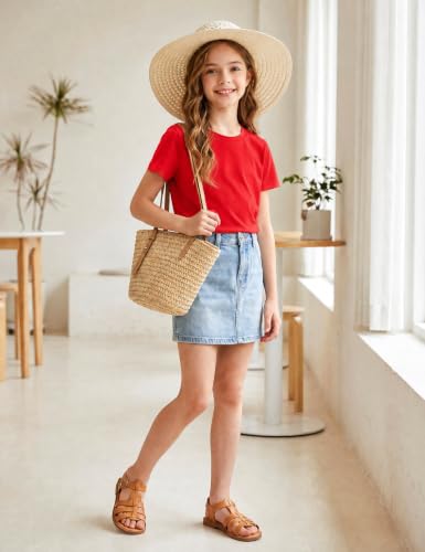 Image of Girls Cotton Long /Short Sleeve T Shirts Casual Classic Top 3-14Y | Soft Quick Dry Breathable Blank Crew Neck T-Shirt, Boys & Girls, for DIY Printing, School, Sports, Daily & Outdoor Activities