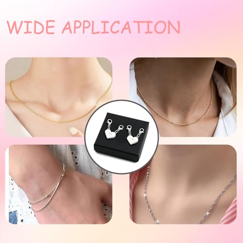 Herz Magnetverschluss Kette, 2 Stück Kettenverlängerung Sterling Silber Verschluss Magnetverschluss Magnet Kettenverschluss Silber für Ketten Halskette Armband DIY Jewellery Making Accessories