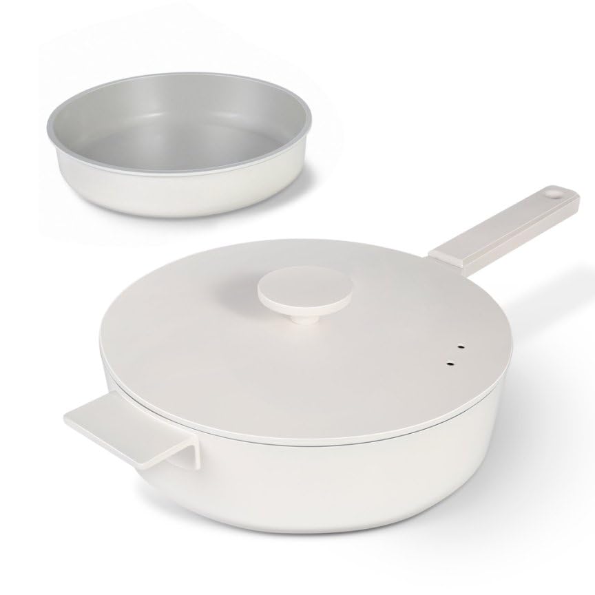 11 Inch All in One Pan with Lid Ceramic Nonstick and 9 5 Inch Circle Pan Multifunctional Cookware