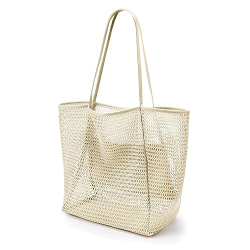 BeachNylon Mesh Tote Bag, Casual Tote Bag Hobo Women Foldable Shoulder Bag For Beach Picnic Vacation