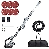 710W Electric Drywall Sander with Vacuum Hose & LED Light, 6 Amp Ceiling Removal Tool with Variable Speed (800-1700 RPM), Extendable Handle, 6 Sanding Discs for Wall and Ceiling