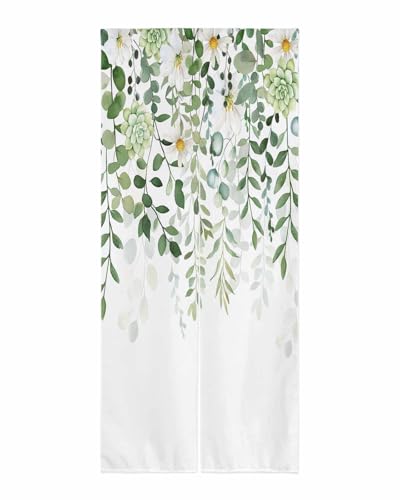 Evamona のれん 間仕切りカーテン 遮光 断熱 目隠し 幅75x丈180cm 和風 おしゃれ 暖簾 玄関 キッチン リビング 出入り口 店舗 カフェ 飲食店 春夏秋冬 インテリア装飾 マルチカラーフラワー 明るい水彩風 ボタニカル柄