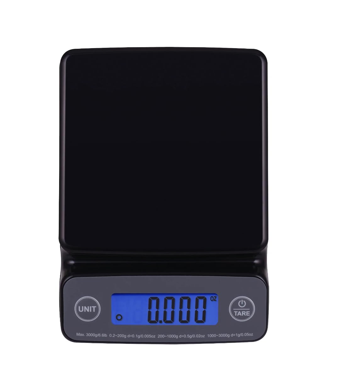 Digital Kitchen Scale, 6LB High Precision with Blue Backlit Display, Black