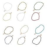 NOLITOY 12Pcs Colorful Beaded Ankle Chain with Pendants Chic Summer Jewelry for Beach Parties Festivals