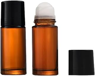 2 Pcs Brown 50ml Glass Essential Oil Roller Bottles Refillable Roll on Bottles Empty Deodorant Bottle Containers Rollerball Bottle for Fragrance, Refillable Containers Accessories
