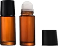 Jinshining 2Pcs Brown 50ml Glass Essential Oil Roller Bottles - Refillable Roll-On Containers for Deodorant, Fragrance & Perfume, Travel-Friendly