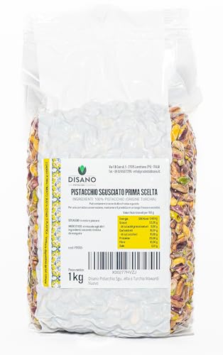 Disano 1kg Pistacchi Sgusciati Crudi Non Salati Prima Scelta. Pistacchio Confezione Risparmio 1000 grammi.
