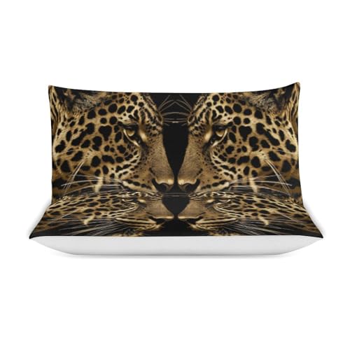 Housse de couette microfibre douce 135x200 cm léopard réversible avec taies à glissière