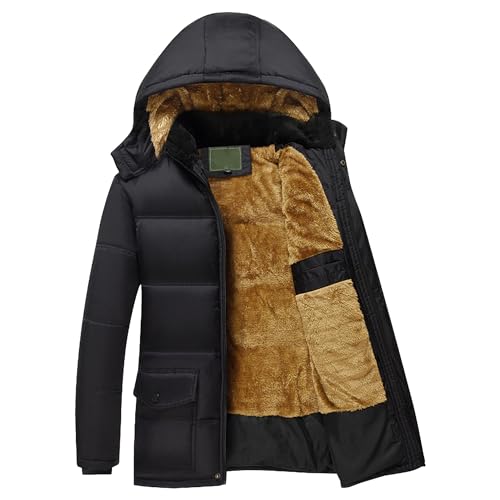 Doudoune longue homme à capuche amovible parka chaude et coupe-vent