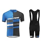 UGLY FROG Ciclismo Maillot, Hombres Jersey + Pantalones Cortos Babero Mangas Cortas de Ciclismo Ropa Maillot Transpirable para Deportes al Aire Libre Ciclo Bicicleta DTMX01F