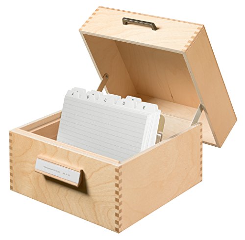 HAN 505 Karteikasten Naturholz max. Anzahl der Karten: 900, Metallstuetze, DIN A5 - für 900 Karteikarten