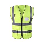 RMTL Hi Vis Viz High Visibility Reflective Safety Vest Waistcoats Jacket Workwear Zip Security Mobile Phone Pocket ID Holder (Large)