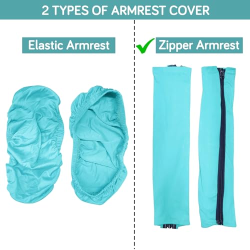 Image of HOKIPO 'SereneSolids' 140 GSM Armrest Covers for Office Chair (Zipper Style), 1 Pair, Sky Blue (AR-5934-SBLU)