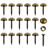 CChiai 16PCS Pure Copper Decorative Screw Set with 15mm Self-Tapping Screws and Washers for Wooden Vintage Furniture, Cabinet, Chests, Jewellery Box