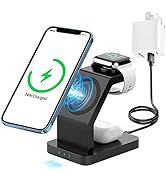 3IN1 ワイヤレス充電器 Mag-sa充電器【PD20W-2Port 充電アダプター付属】 マグネットマグセー充電器 置くだけで充電 Max15W急速充電 QC3.0磁気 QI充電スタンド 