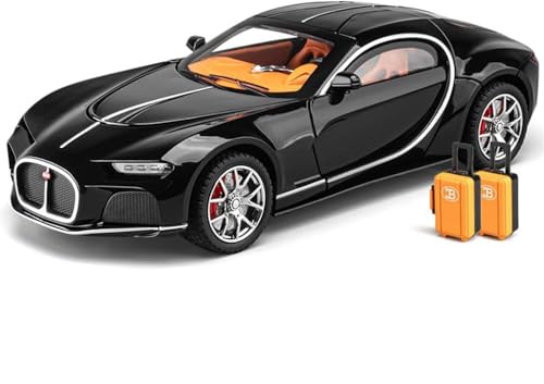 Image of Bugatti Atlantic 1:24 Diecast Scale Model Metal Pull Back Toy car for Kids with Openable Doors & Light, Music Toy Vehicle for Kids (Black)
