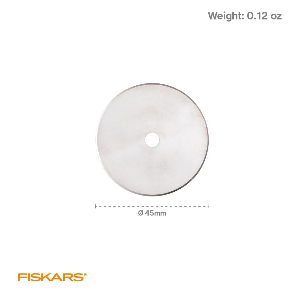 Fiskars 45mm Titanium Rotary Blades (2 Pack) - Rotary Cutter Blade Replacement - Crafts, Sewing, and Quilting Projects - Grey