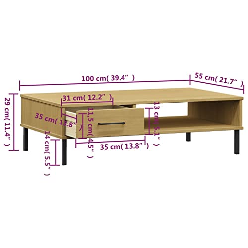 Table basse en bois et métal robuste avec finitions de qualité