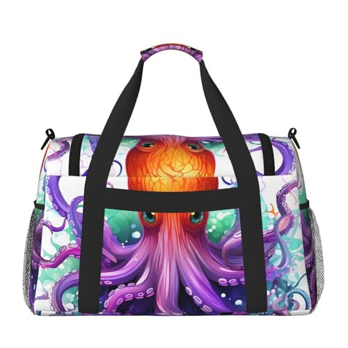 Colorful Octopus Travel Duffel Bag Lightweight Waterproof Carry On Tote Bag Foldable Weekender Overnight Bags Sport Gym Bag For Women Men2