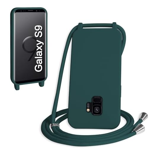 WenBaby Handykette für Samsung Galaxy S9 Hülle mit Band,Handyhülle mit Schnur zum Umhängen Silikon Seil Necklace Schutzhülle mit Kordel Tasche Case TPU Bumper für Galaxy S9- Dunkelgrün