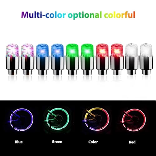 6 Pack 2025 Nuevas Luces de Válvula de Bicicleta Multicolor Lámpara LED para Ruedas de Bicicleta, Carro y Motocicleta miniatura 6