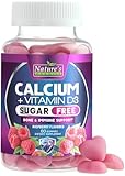 Calcium Supplement Gummies - Sugar Free Calcium Gummy with Vitamin D3 for Best Absorption - Supports Immune Health, Bones & Teeth - Nature's Calcium Chews for Women & Men - Berry Flavor - 60 Gummies